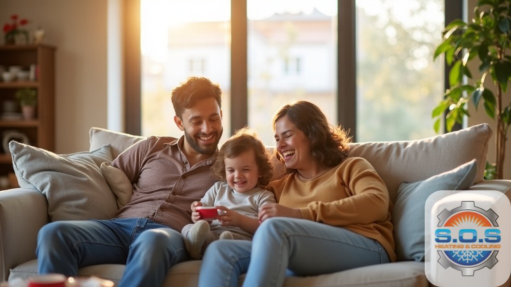 A family relaxing in a comfortable home